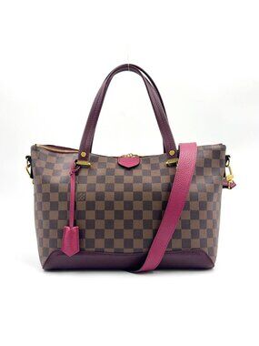 Louis Vuitton Hyde Park Damier Ebene Fuchsia Leather Purple Brown Handbag